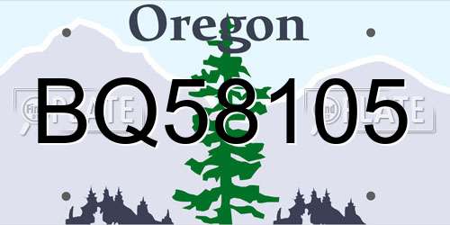 BQ58105 Oregon License Plate
