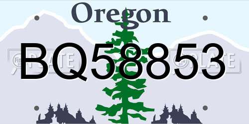 BQ58853 Oregon License Plate