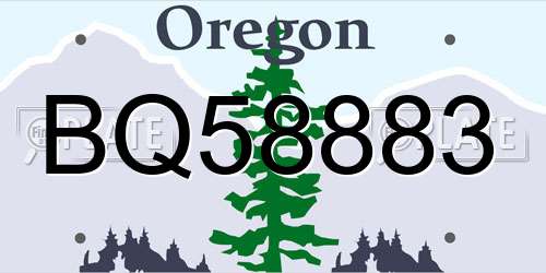 BQ58883 Oregon License Plate