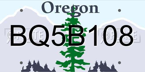 BQ5B108 Oregon License Plate