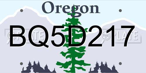 BQ5D217 Oregon License Plate