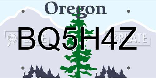 BQ5H4Z Oregon License Plate