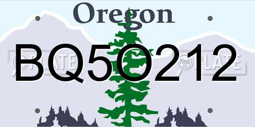 BQ5O212 Oregon License Plate