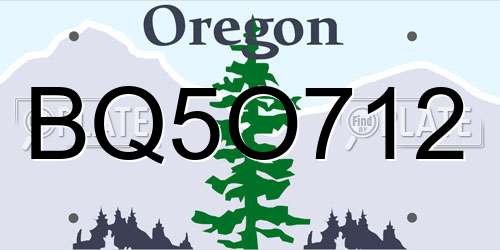 BQ5O712 Oregon License Plate