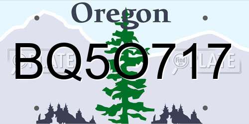 BQ5O717 Oregon License Plate