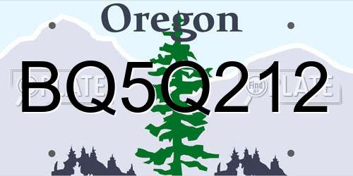 BQ5Q212 Oregon License Plate