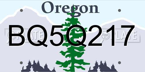 BQ5Q217 Oregon License Plate