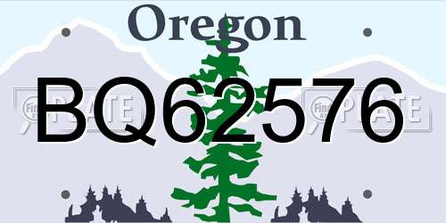 BQ62576 Oregon License Plate