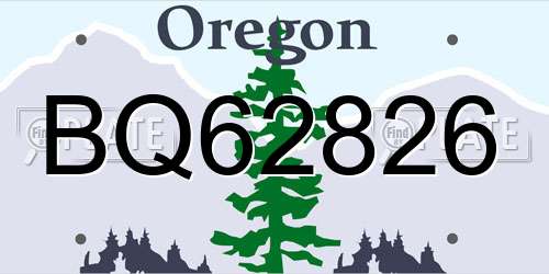 BQ62826 Oregon License Plate