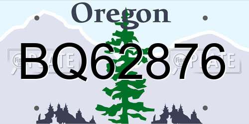 BQ62876 Oregon License Plate
