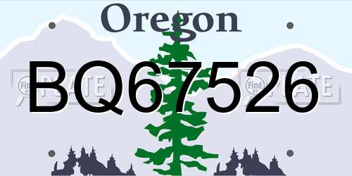 BQ67526 Oregon License Plate
