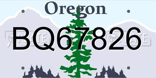 BQ67826 Oregon License Plate
