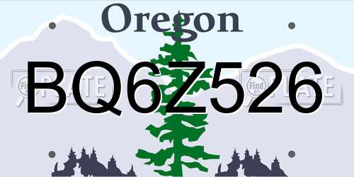 BQ6Z526 Oregon License Plate