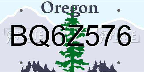 BQ6Z576 Oregon License Plate
