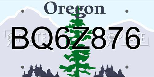 BQ6Z876 Oregon License Plate