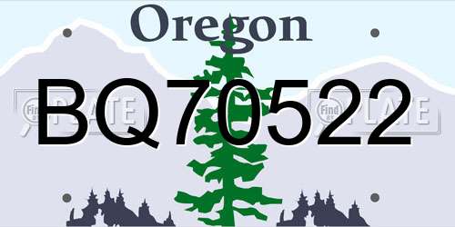 BQ70522 Oregon License Plate