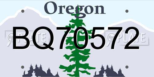BQ70572 Oregon License Plate