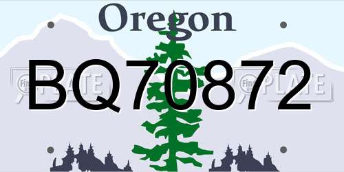 BQ70872 Oregon License Plate