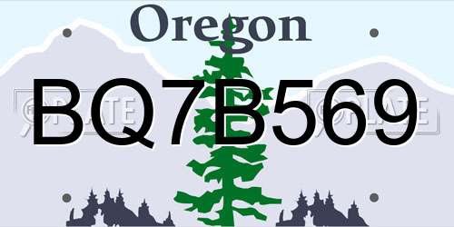 BQ7B569 Oregon License Plate