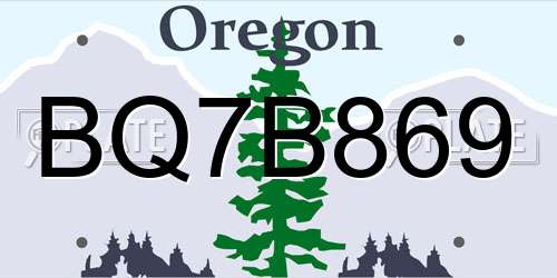 BQ7B869 Oregon License Plate