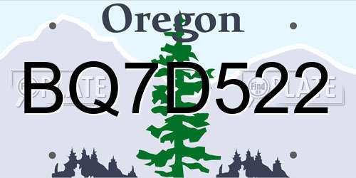 BQ7D522 Oregon License Plate