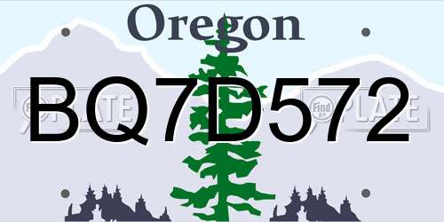 BQ7D572 Oregon License Plate