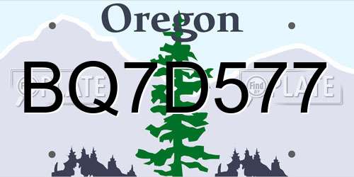 BQ7D577 Oregon License Plate
