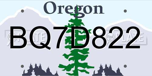 BQ7D822 Oregon License Plate