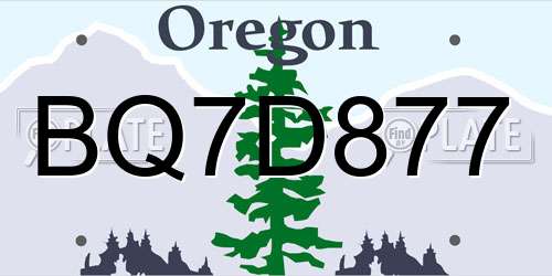 BQ7D877 Oregon License Plate