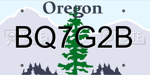 BQ7G2B Oregon License Plate