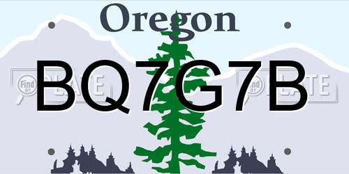 BQ7G7B Oregon License Plate