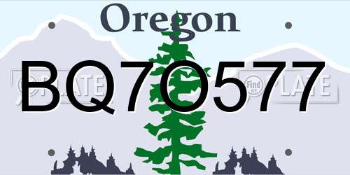 BQ7O577 Oregon License Plate