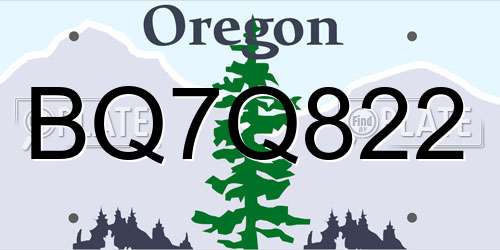 BQ7Q822 Oregon License Plate