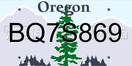 BQ7S869 Oregon License Plate