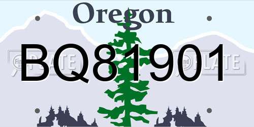 BQ81901 Oregon License Plate