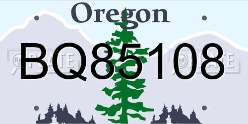 BQ85108 Oregon License Plate