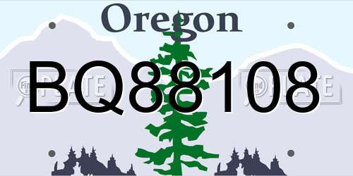 BQ88108 Oregon License Plate