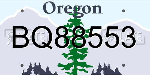 BQ88553 Oregon License Plate