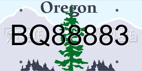 BQ88883 Oregon License Plate