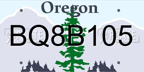 BQ8B105 Oregon License Plate