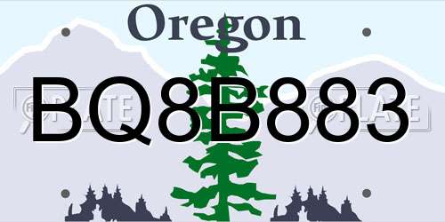 BQ8B883 Oregon License Plate