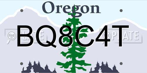 BQ8C4T Oregon License Plate