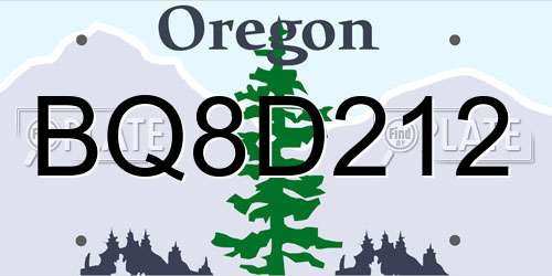 BQ8D212 Oregon License Plate