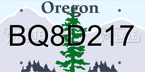 BQ8D217 Oregon License Plate