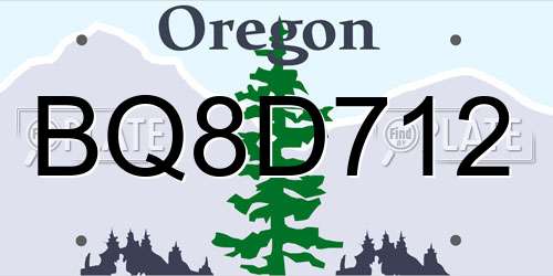 BQ8D712 Oregon License Plate