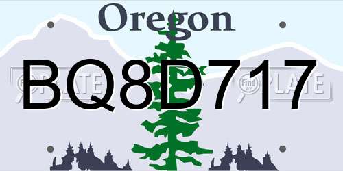 BQ8D717 Oregon License Plate