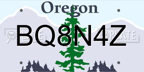 BQ8N4Z Oregon License Plate