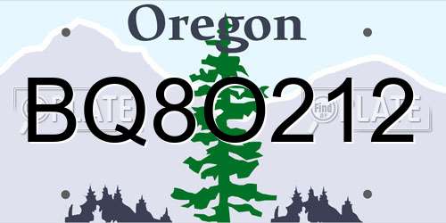 BQ8O212 Oregon License Plate
