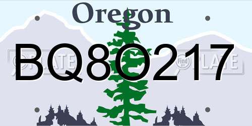BQ8O217 Oregon License Plate