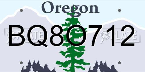 BQ8O712 Oregon License Plate
